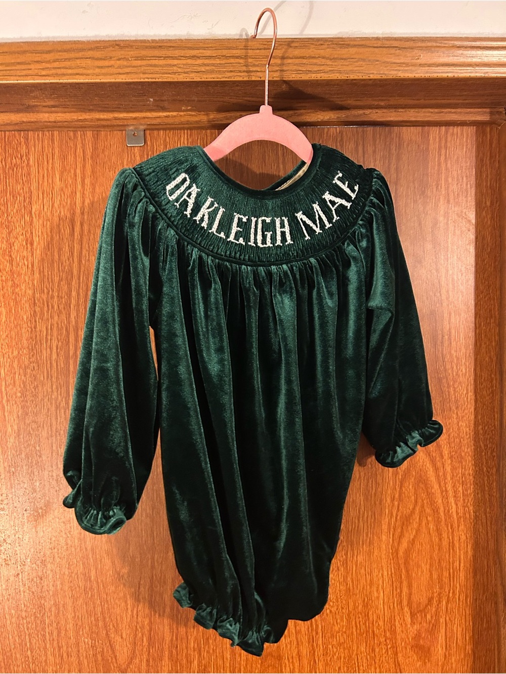 Oakleigh Mae Dark Green Velvet Smock